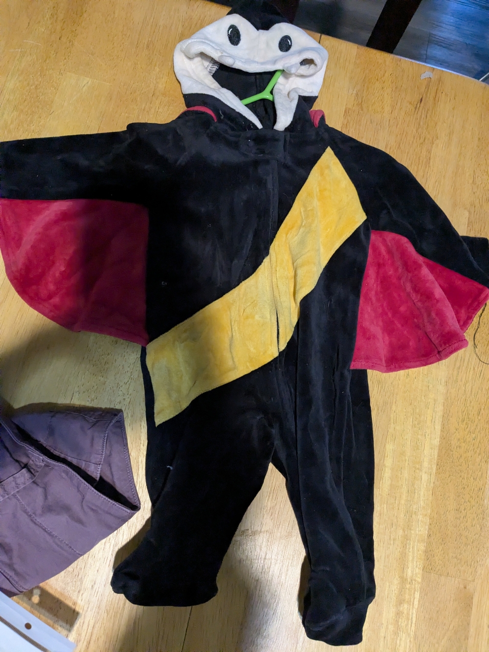 Holiday Editions Black, Yellow & Red Bat Plush Costume with Hood